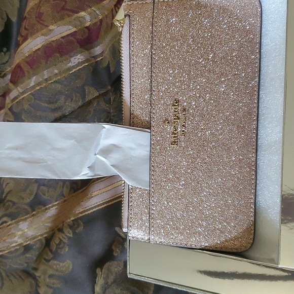 Kate spade new boxed zipper large slim cardholder glitz gold new this one sealed - Picture 4 of 7